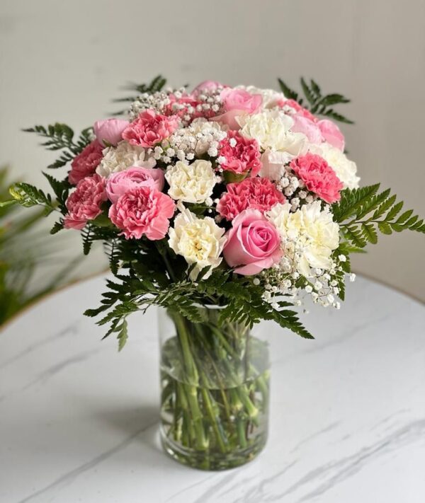 Pink & White Vase Flowers