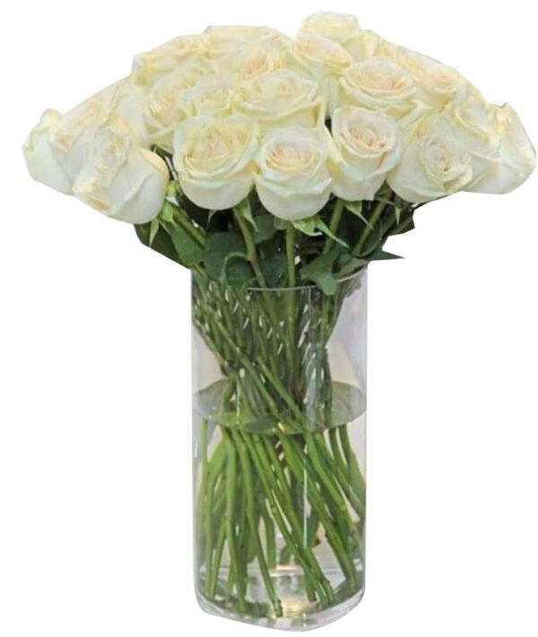 Fresh White Rose Vase Bouquet