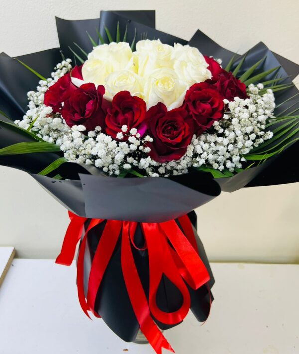 Wild Red & White Rose Bouquet