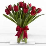 10 vibrant tulips in a crystal vase - Dubai floral delivery