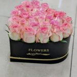 Box of Love – 26 Double Shade Pink Roses in a Black Box – Luxury Floral Gift in Dubai